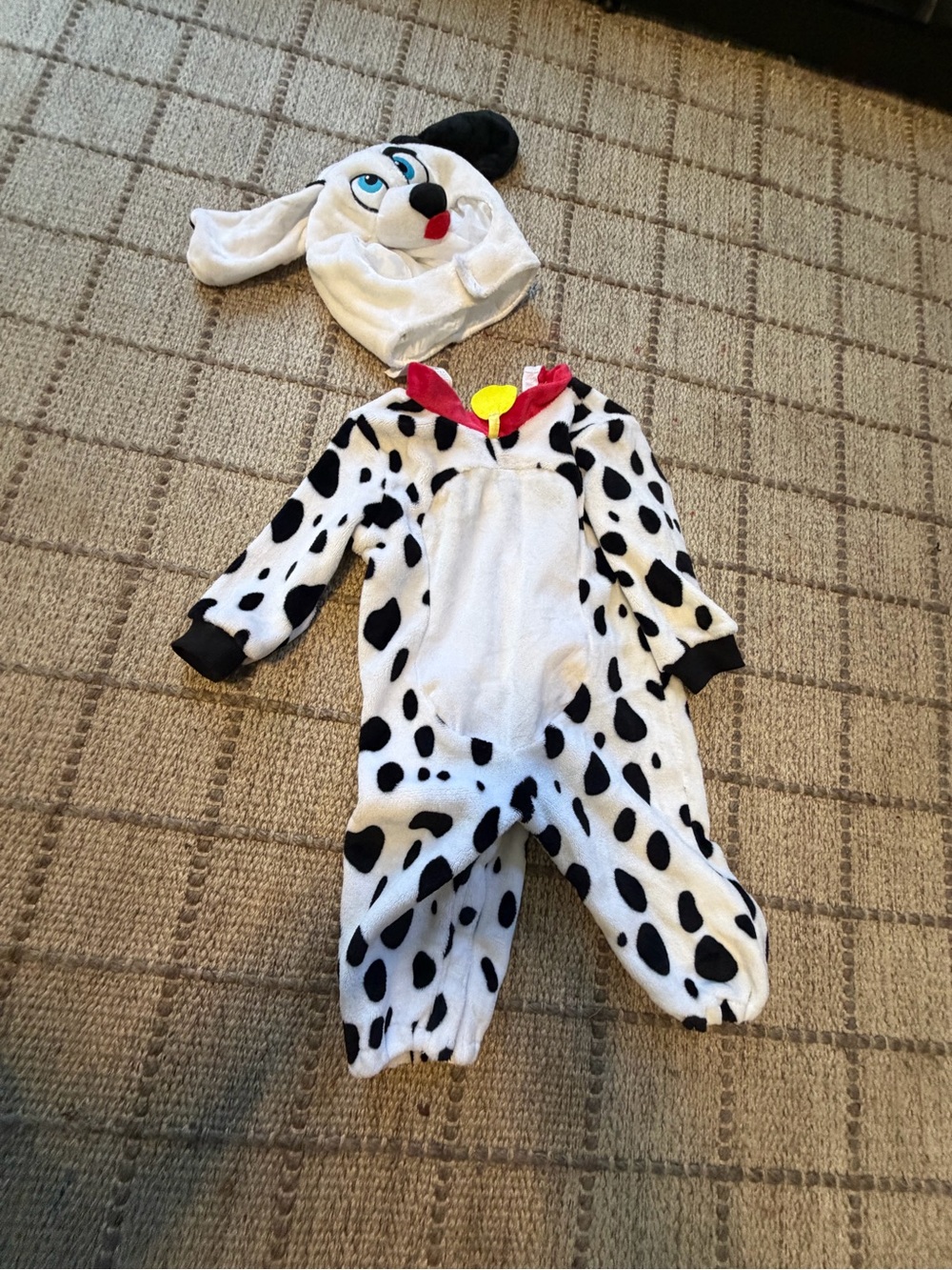 Kids Dalmatian Spot Onesie Costume with Hood - White and Black